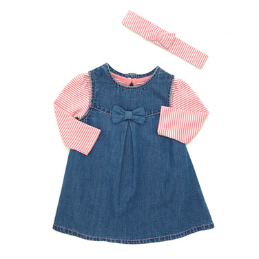 Denim Bow Dress Set